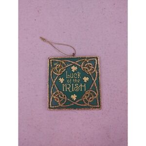 Luck Of The Irish Shamrock Block Decoration Ornament green 3.5x3.5" Christmas